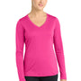 Sport-Tek Womens Competitor Moisture Wicking Long Sleeve V-Neck T-Shirt - Neon Pink