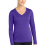 Sport-Tek Womens Competitor Moisture Wicking Long Sleeve V-Neck T-Shirt - Purple
