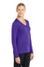 Sport-Tek LST353LS Womens Competitor Moisture Wicking Long Sleeve V-Neck T-Shirt Purple Model Side