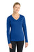 Sport-Tek LST353LS Womens Competitor Moisture Wicking Long Sleeve V-Neck T-Shirt True Royal Blue Model Front