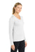 Sport-Tek LST353LS Womens Competitor Moisture Wicking Long Sleeve V-Neck T-Shirt White Model Side