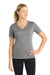 Sport-Tek LST353 Womens Competitor Moisture Wicking Short Sleeve V-Neck T-Shirt Heather Concrete Grey Model Front