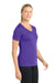 Sport-Tek LST353 Womens Competitor Moisture Wicking Short Sleeve V-Neck T-Shirt Purple Model Side