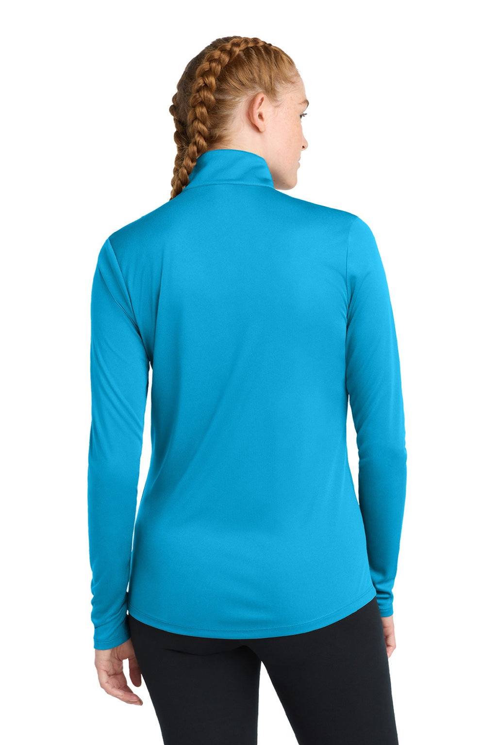 Sport-Tek LST357 Womens Competitor Moisture Wicking 1/4 Zip Sweatshirt Atomic Blue Model Back