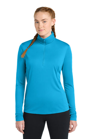 Sport-Tek LST357 Womens Competitor Moisture Wicking 1/4 Zip Sweatshirt Atomic Blue Model Front