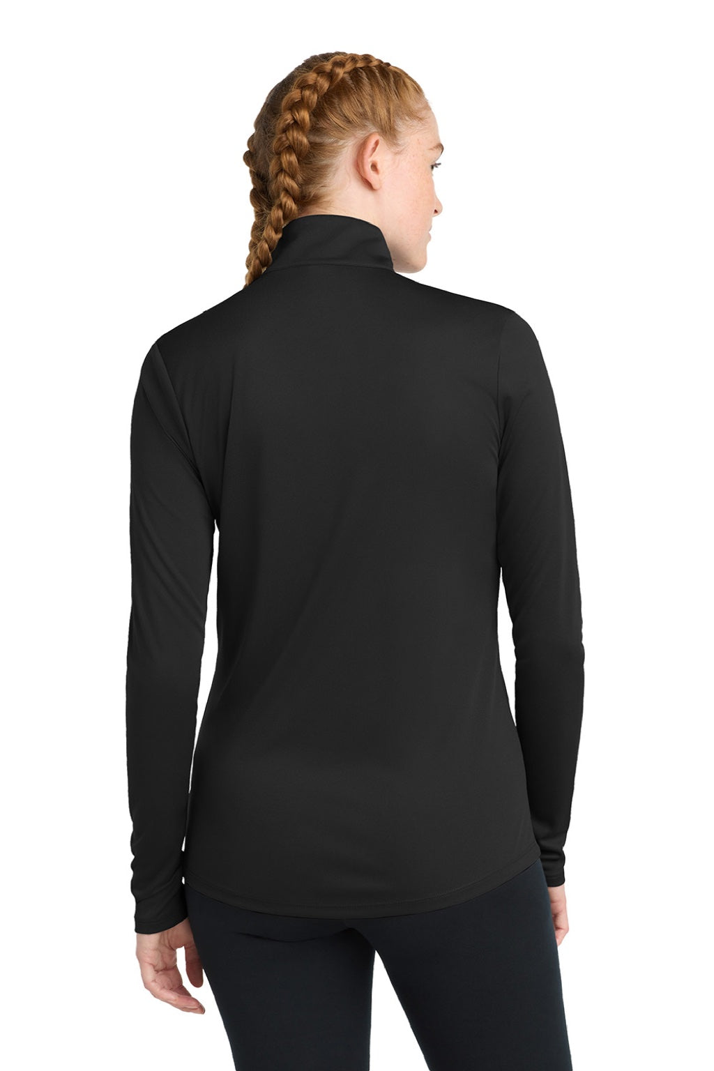 Sport-Tek LST357 Womens Competitor Moisture Wicking 1/4 Zip Sweatshirt Black Model Back
