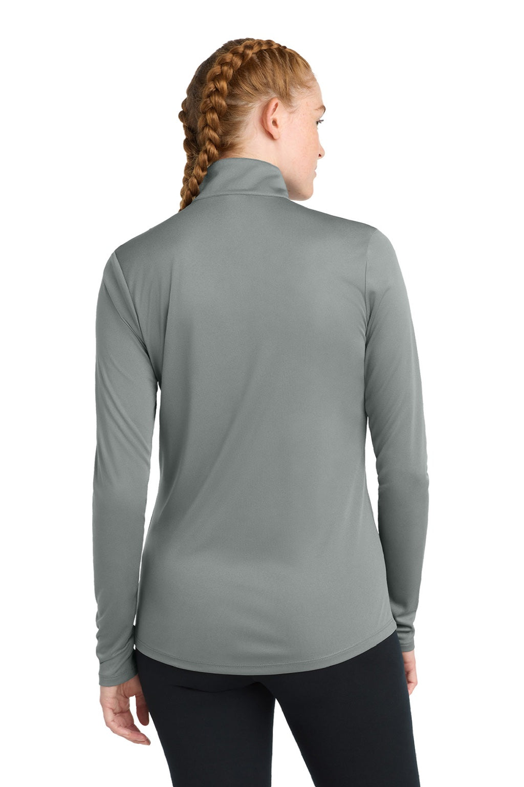 Sport-Tek LST357 Womens Competitor Moisture Wicking 1/4 Zip Sweatshirt Concrete Grey Model Back