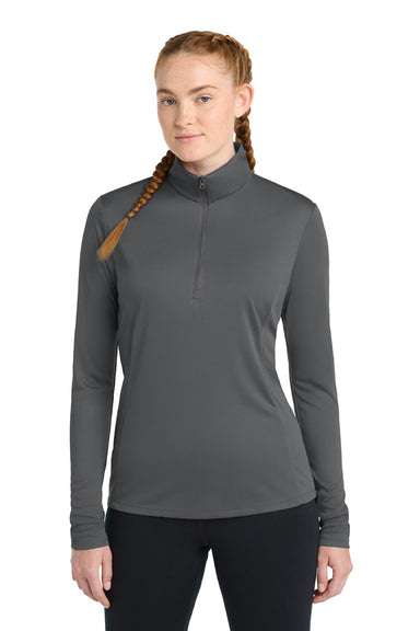 Sport-Tek LST357 Womens Competitor Moisture Wicking 1/4 Zip Sweatshirt Iron Grey Model Front
