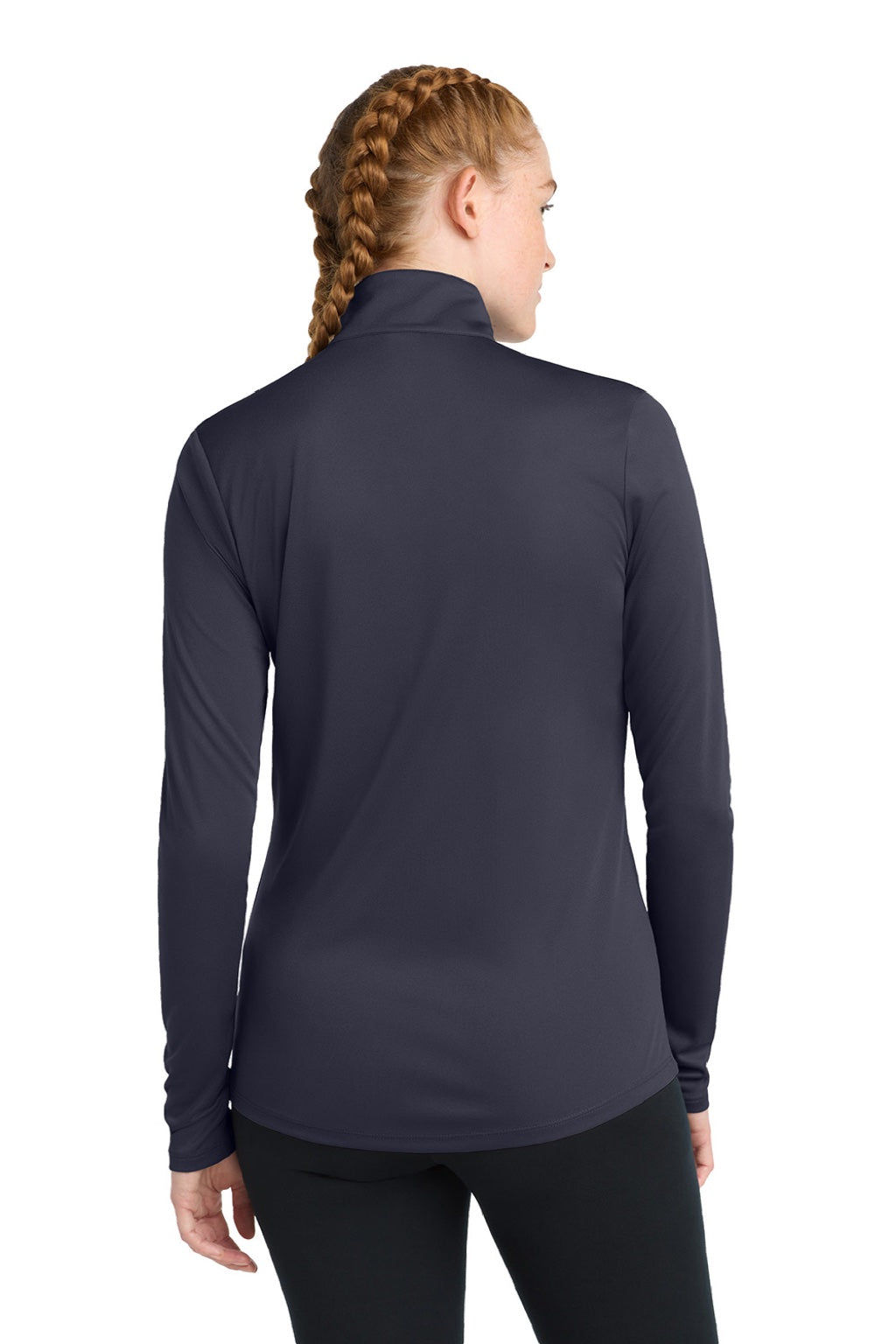 Sport-Tek LST357 Womens Competitor Moisture Wicking 1/4 Zip Sweatshirt True Navy Blue Model Back