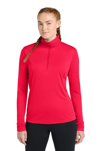 Sport-Tek LST357 Womens Competitor Moisture Wicking 1/4 Zip Sweatshirt True Red Model Front