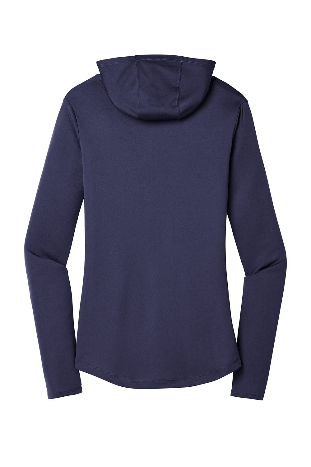 Sport-Tek LST358 Womens Competitor Moisture Wicking Long Sleeve Hooded T-Shirt Hoodie True Navy Blue Flat Back
