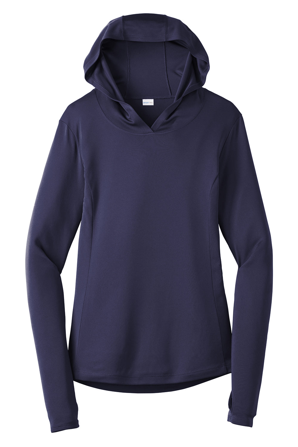 Sport-Tek LST358 Womens Competitor Moisture Wicking Long Sleeve Hooded T-Shirt Hoodie True Navy Blue Flat Front