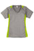 Sport-Tek LST361 Womens Contender Heather Moisture Wicking Short Sleeve V-Neck T-Shirt Heather Vintage Grey/Lime Shock Green Flat Front
