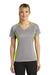 Sport-Tek LST361 Womens Contender Heather Moisture Wicking Short Sleeve V-Neck T-Shirt Heather Vintage Grey/Lime Shock Green Model Front