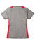 Sport-Tek LST361 Womens Contender Heather Moisture Wicking Short Sleeve V-Neck T-Shirt Heather Vintage Grey/True Red Flat Back