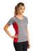 Sport-Tek LST361 Womens Contender Heather Moisture Wicking Short Sleeve V-Neck T-Shirt Heather Vintage Grey/True Red Model 3q