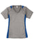 Sport-Tek LST361 Womens Contender Heather Moisture Wicking Short Sleeve V-Neck T-Shirt Heather Vintage Grey/True Royal Blue Flat Front