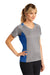 Sport-Tek LST361 Womens Contender Heather Moisture Wicking Short Sleeve V-Neck T-Shirt Heather Vintage Grey/True Royal Blue Model 3q