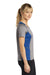 Sport-Tek LST361 Womens Contender Heather Moisture Wicking Short Sleeve V-Neck T-Shirt Heather Vintage Grey/True Royal Blue Model Side