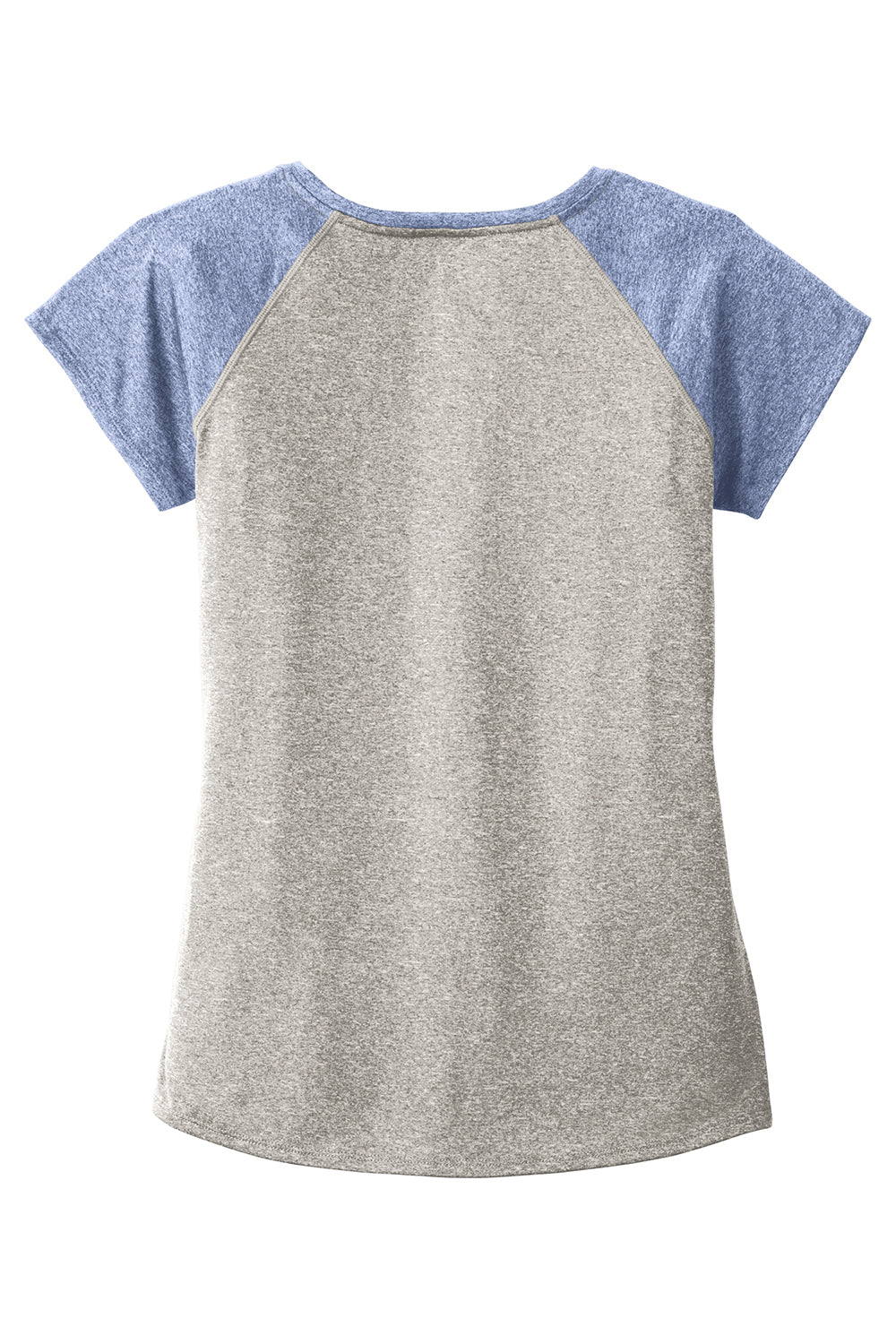 Sport-Tek LST362 Womens Contender Heather Moisture Wicking Short Sleeve Wide Neck T-Shirt Heather Vintage Grey/Heather True Navy Blue Flat Back
