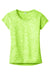 Sport-Tek LST390 Womens Electric Heather Moisture Wicking Short Sleeve Crewneck T-Shirt Lime Shock Green Electric Flat Front