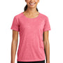 Sport-Tek Womens Moisture Wicking Short Sleeve Scoop Neck T-Shirt - Heather Raspberry Pink - Closeout