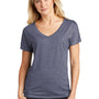 Sport-Tek Womens Moisture Wicking Short Sleeve V-Neck T-Shirt - Heather True Navy Blue - Closeout