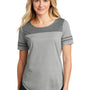 Sport-Tek Womens Fan Moisture Wicking Short Sleeve Crewneck T-Shirt - Heather Light Grey/Heather Dark Grey - Closeout