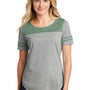 Sport-Tek Womens Fan Moisture Wicking Short Sleeve Crewneck T-Shirt - Heather Light Grey/Heather Forest Green - Closeout