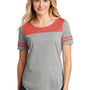 Sport-Tek Womens Fan Moisture Wicking Short Sleeve Crewneck T-Shirt - Heather Light Grey/Heather True Red - Closeout