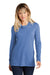 Sport-Tek LST406 Womens Moisture Wicking Cowl Neck Long Sleeve T-Shirt Heather True Royal Blue Model Front