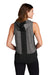 Sport-Tek LST410 Womens Draft Moisture Wicking Hooded Tank Top Hoodie Heather Dark Grey/Black Model Back