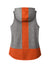 Sport-Tek LST410 Womens Draft Moisture Wicking Hooded Tank Top Hoodie Heather Dark Grey/Heather Deep Orange Flat Back