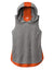 Sport-Tek LST410 Womens Draft Moisture Wicking Hooded Tank Top Hoodie Heather Dark Grey/Heather Deep Orange Flat Front