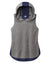 Sport-Tek LST410 Womens Draft Moisture Wicking Hooded Tank Top Hoodie Heather Dark Grey/True Navy Blue Flat Front