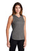 Sport-Tek LST410 Womens Draft Moisture Wicking Hooded Tank Top Hoodie Heather Dark Grey/True Navy Blue Model 3q