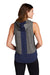 Sport-Tek LST410 Womens Draft Moisture Wicking Hooded Tank Top Hoodie Heather Dark Grey/True Navy Blue Model Back
