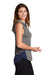 Sport-Tek LST410 Womens Draft Moisture Wicking Hooded Tank Top Hoodie Heather Dark Grey/True Navy Blue Model Side