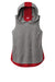 Sport-Tek LST410 Womens Draft Moisture Wicking Hooded Tank Top Hoodie Heather Dark Grey/True Red Flat Front