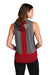 Sport-Tek LST410 Womens Draft Moisture Wicking Hooded Tank Top Hoodie Heather Dark Grey/True Red Model Back