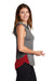 Sport-Tek LST410 Womens Draft Moisture Wicking Hooded Tank Top Hoodie Heather Dark Grey/True Red Model Side