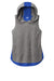 Sport-Tek LST410 Womens Draft Moisture Wicking Hooded Tank Top Hoodie Heather Dark Grey/True Royal Blue Flat Front