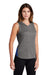 Sport-Tek LST410 Womens Draft Moisture Wicking Hooded Tank Top Hoodie Heather Dark Grey/True Royal Blue Model 3q