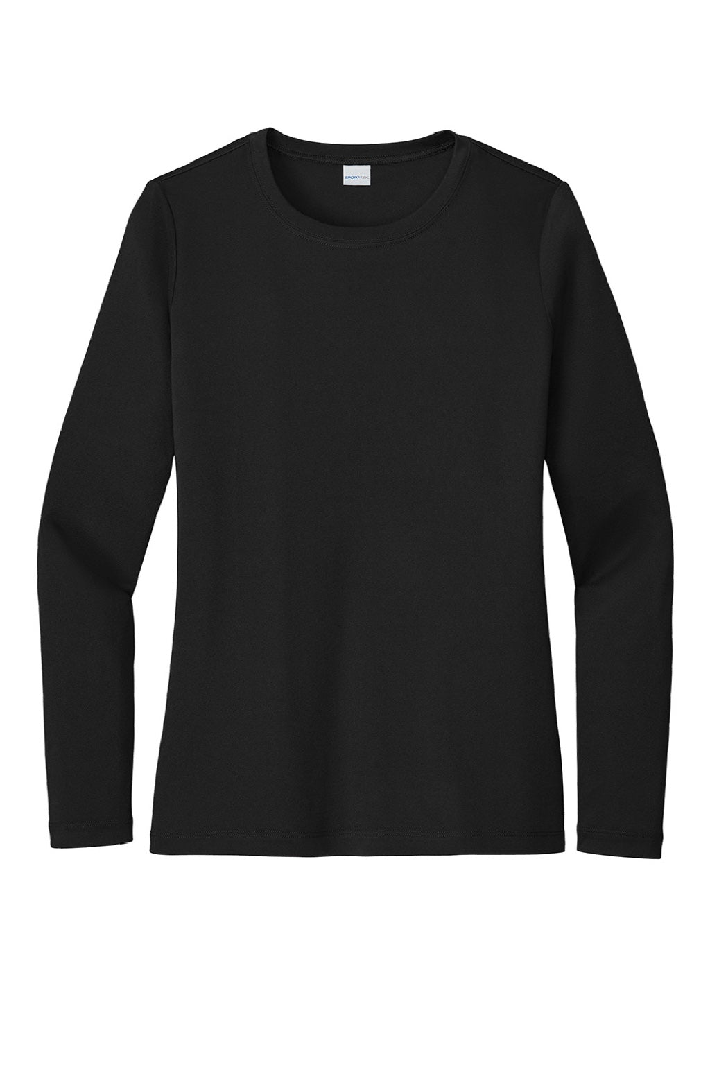 Sport-Tek LST420LS Womens Posi-UV Pro Moisture Wicking Long Sleeve Crewneck T-Shirt Black Flat Front