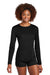Sport-Tek LST420LS Womens Posi-UV Pro Moisture Wicking Long Sleeve Crewneck T-Shirt Black Model Front