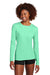Sport-Tek LST420LS Womens Posi-UV Pro Moisture Wicking Long Sleeve Crewneck T-Shirt Bright Seafoam Green Model Front