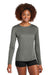 Sport-Tek LST420LS Womens Posi-UV Pro Moisture Wicking Long Sleeve Crewneck T-Shirt Dark Smoke Grey Model Front