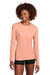 Sport-Tek LST420LS Womens Posi-UV Pro Moisture Wicking Long Sleeve Crewneck T-Shirt Soft Coral Model Front