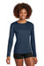 Sport-Tek LST420LS Womens Posi-UV Pro Moisture Wicking Long Sleeve Crewneck T-Shirt True Navy Blue Model Front