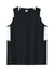 Sport-Tek LST441 Womens Club Moisture Wicking V-Neck Tank Top Black/White Flat Front